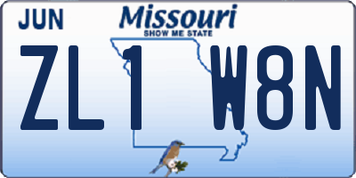 MO license plate ZL1W8N