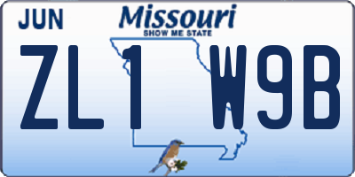 MO license plate ZL1W9B