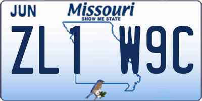MO license plate ZL1W9C