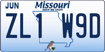 MO license plate ZL1W9D