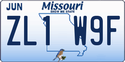 MO license plate ZL1W9F
