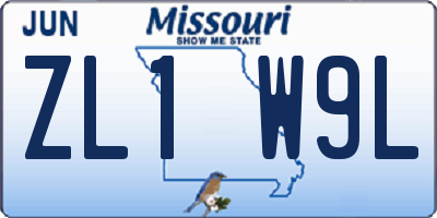 MO license plate ZL1W9L