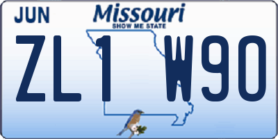 MO license plate ZL1W9O