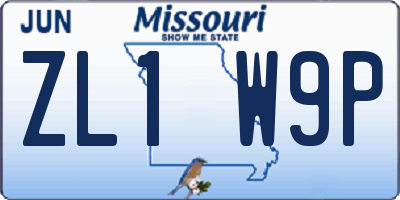 MO license plate ZL1W9P