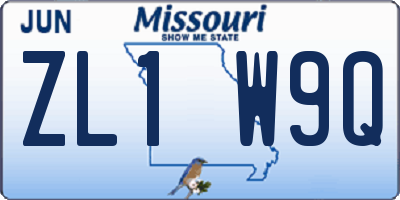 MO license plate ZL1W9Q