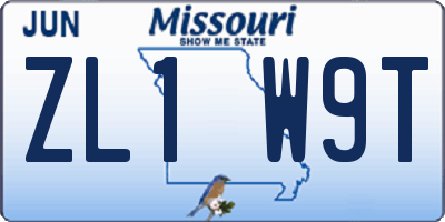 MO license plate ZL1W9T
