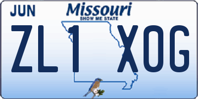 MO license plate ZL1X0G