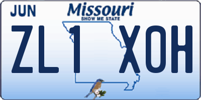 MO license plate ZL1X0H