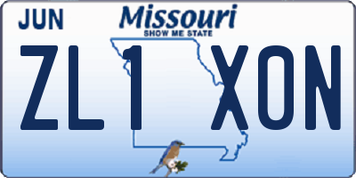 MO license plate ZL1X0N