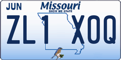 MO license plate ZL1X0Q