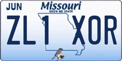 MO license plate ZL1X0R