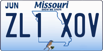 MO license plate ZL1X0V