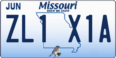 MO license plate ZL1X1A