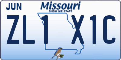 MO license plate ZL1X1C