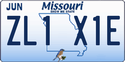MO license plate ZL1X1E