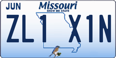 MO license plate ZL1X1N