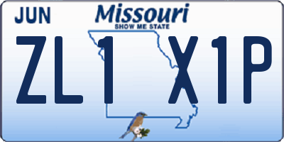 MO license plate ZL1X1P