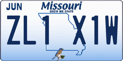 MO license plate ZL1X1W