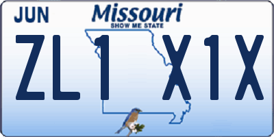 MO license plate ZL1X1X