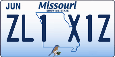 MO license plate ZL1X1Z