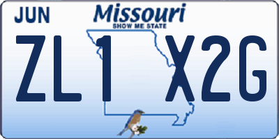 MO license plate ZL1X2G