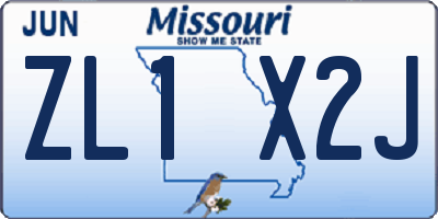 MO license plate ZL1X2J
