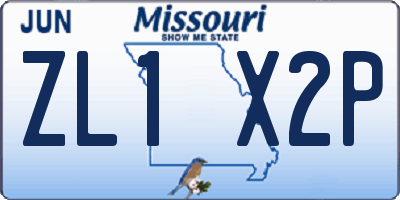 MO license plate ZL1X2P