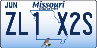 MO license plate ZL1X2S
