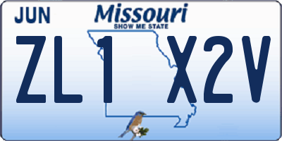 MO license plate ZL1X2V