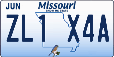 MO license plate ZL1X4A