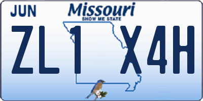MO license plate ZL1X4H