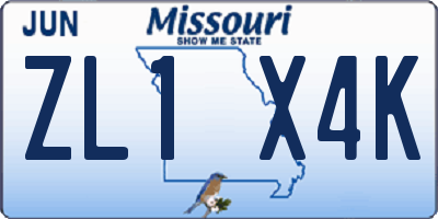 MO license plate ZL1X4K