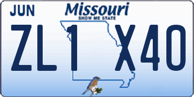 MO license plate ZL1X4O