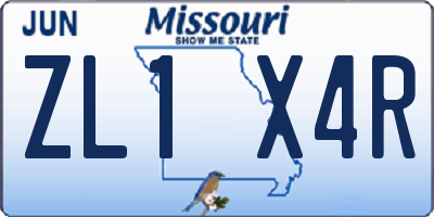 MO license plate ZL1X4R
