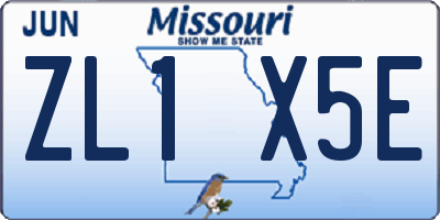 MO license plate ZL1X5E