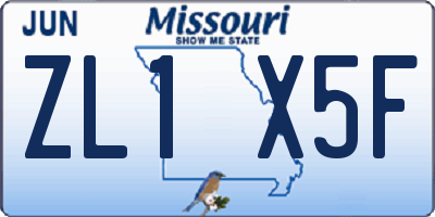 MO license plate ZL1X5F