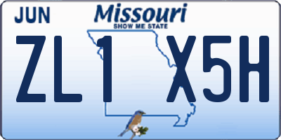 MO license plate ZL1X5H