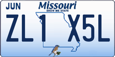 MO license plate ZL1X5L