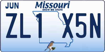 MO license plate ZL1X5N