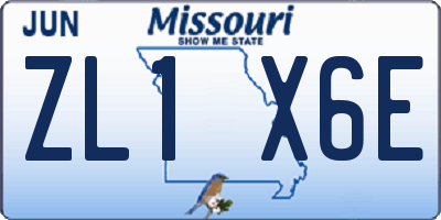 MO license plate ZL1X6E