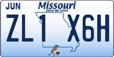 MO license plate ZL1X6H
