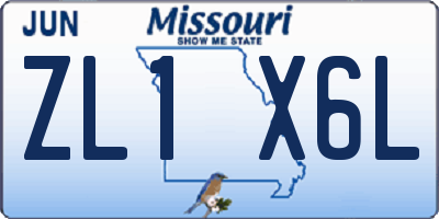 MO license plate ZL1X6L