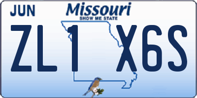 MO license plate ZL1X6S