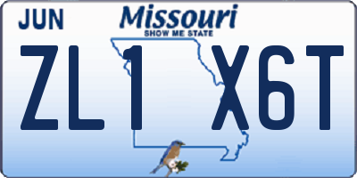 MO license plate ZL1X6T