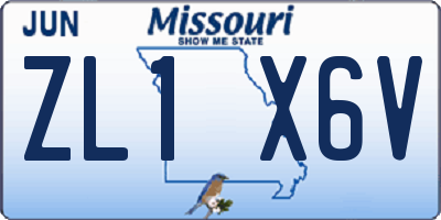 MO license plate ZL1X6V