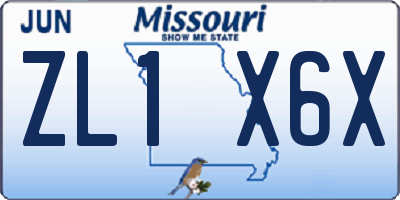 MO license plate ZL1X6X