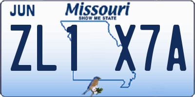 MO license plate ZL1X7A