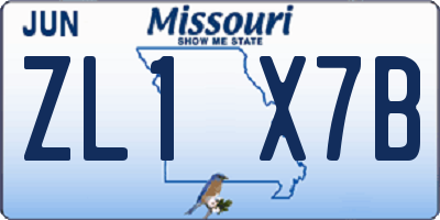 MO license plate ZL1X7B