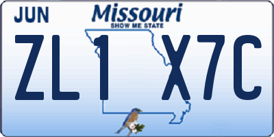 MO license plate ZL1X7C