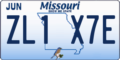 MO license plate ZL1X7E